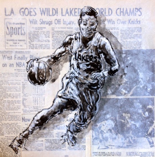 Basketball Painting LA Lakers Dribbling Basketball 