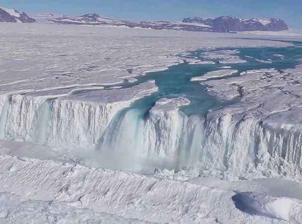 Where from in Antarctica waterfall
