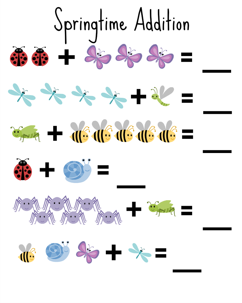 Spring Math Worksheet For Kindergarten