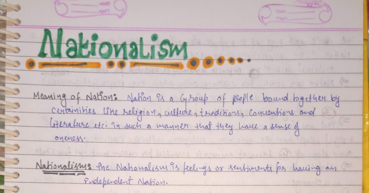 Handwritten Notes of Nationalism-class 11th-Political Science