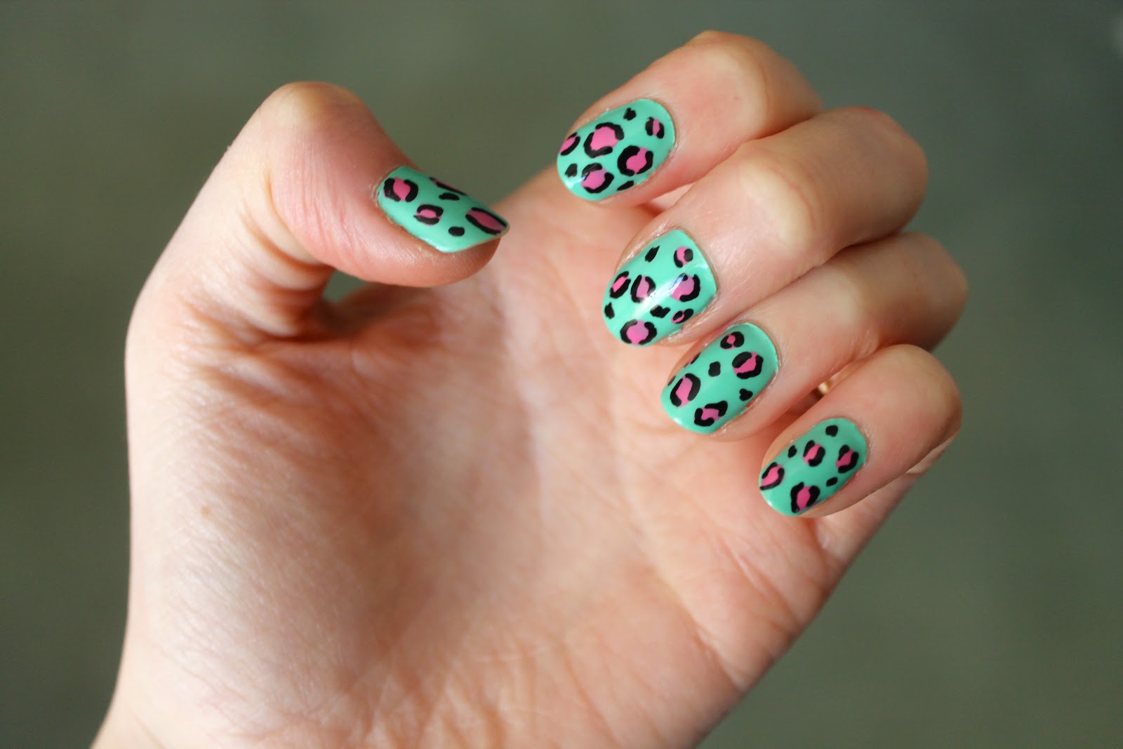10. Black and Pink Animal Print Nails - wide 1