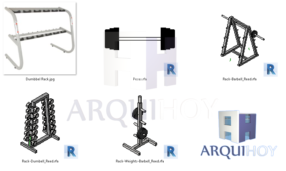 Familia equipo de gimnasio / Family gym equipment (RFA) ArquiHoyRevit