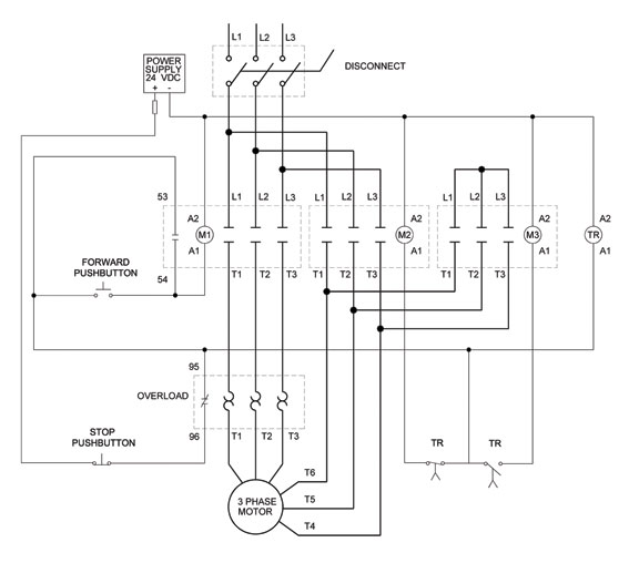 3-Phase Motor Control of a Delta-Star Connection | Elec ... 208v 3 phase delta wiring diagram 