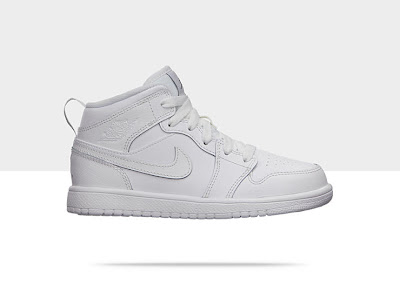 Air Jordan 1 Mid (10.5c-3y) Pre-School Boys' Shoe White/White-Cool Grey, Style - Color # 554726-100