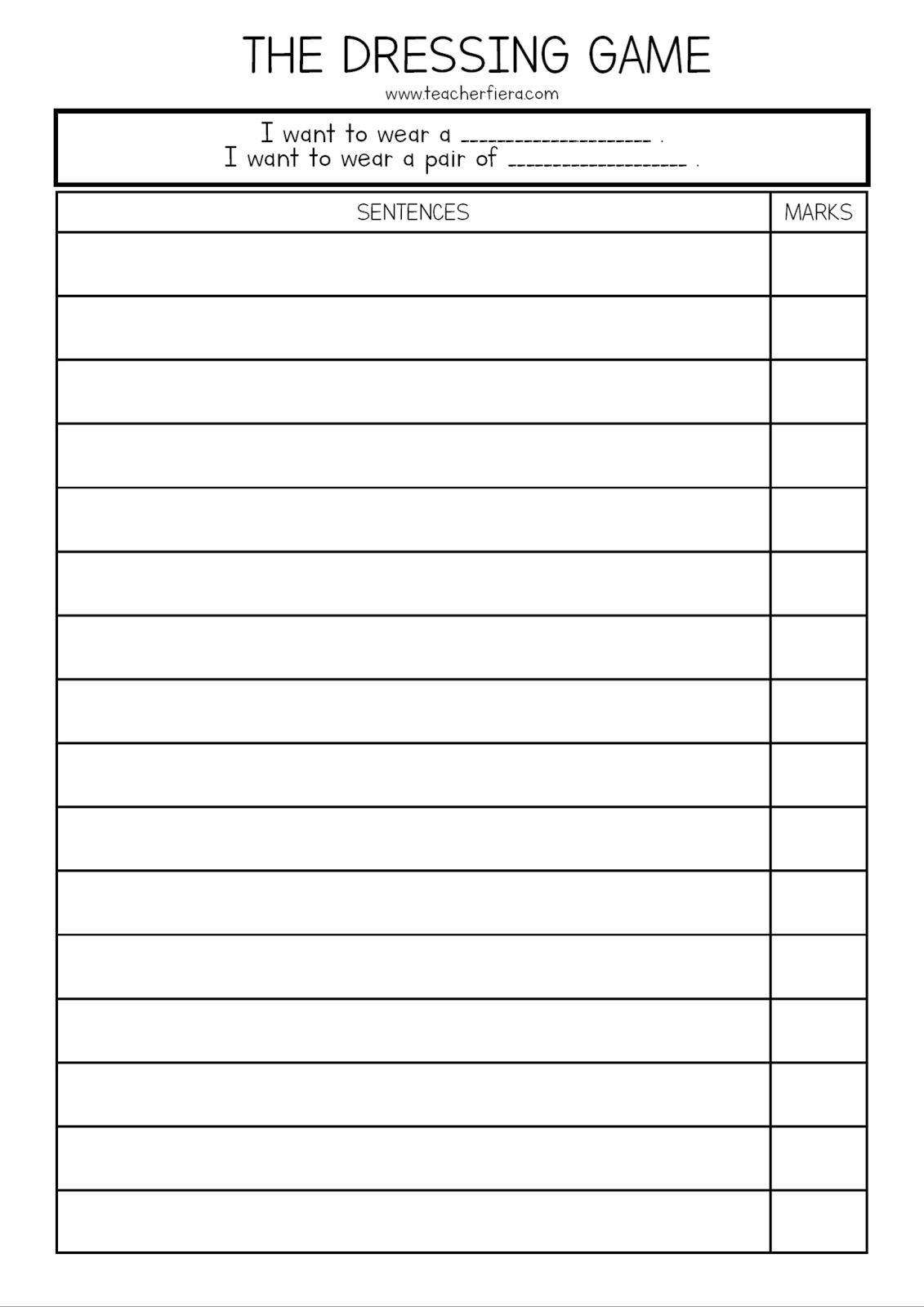 THE DRESSING GAME YEAR 2 UNIT 7