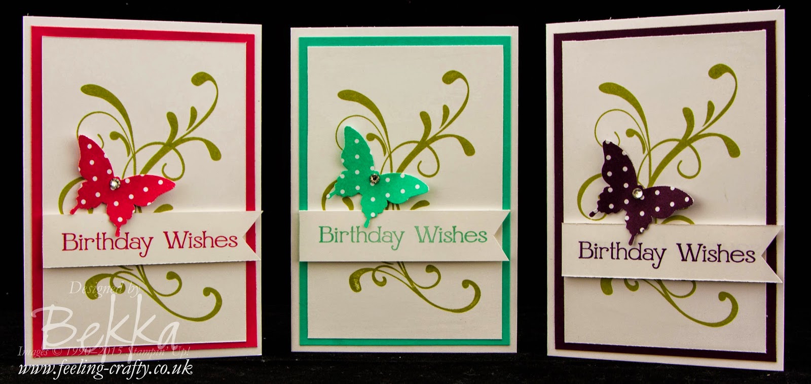 One Birthday Card Three Colour Ways using In Colors from Stampin' Up! UK - Get them here