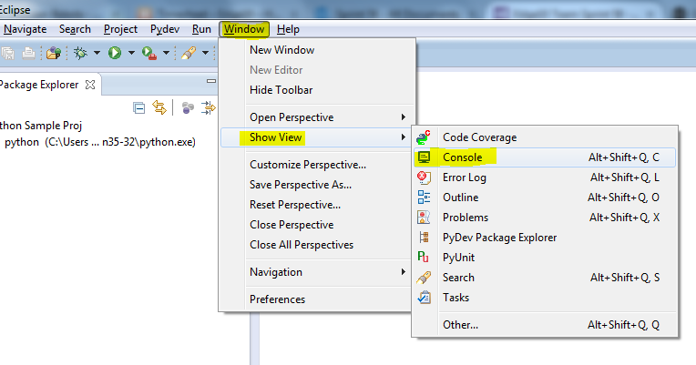 Eclipse IDE - Python Interpreter in Eclipse IDE Console | Automation Home