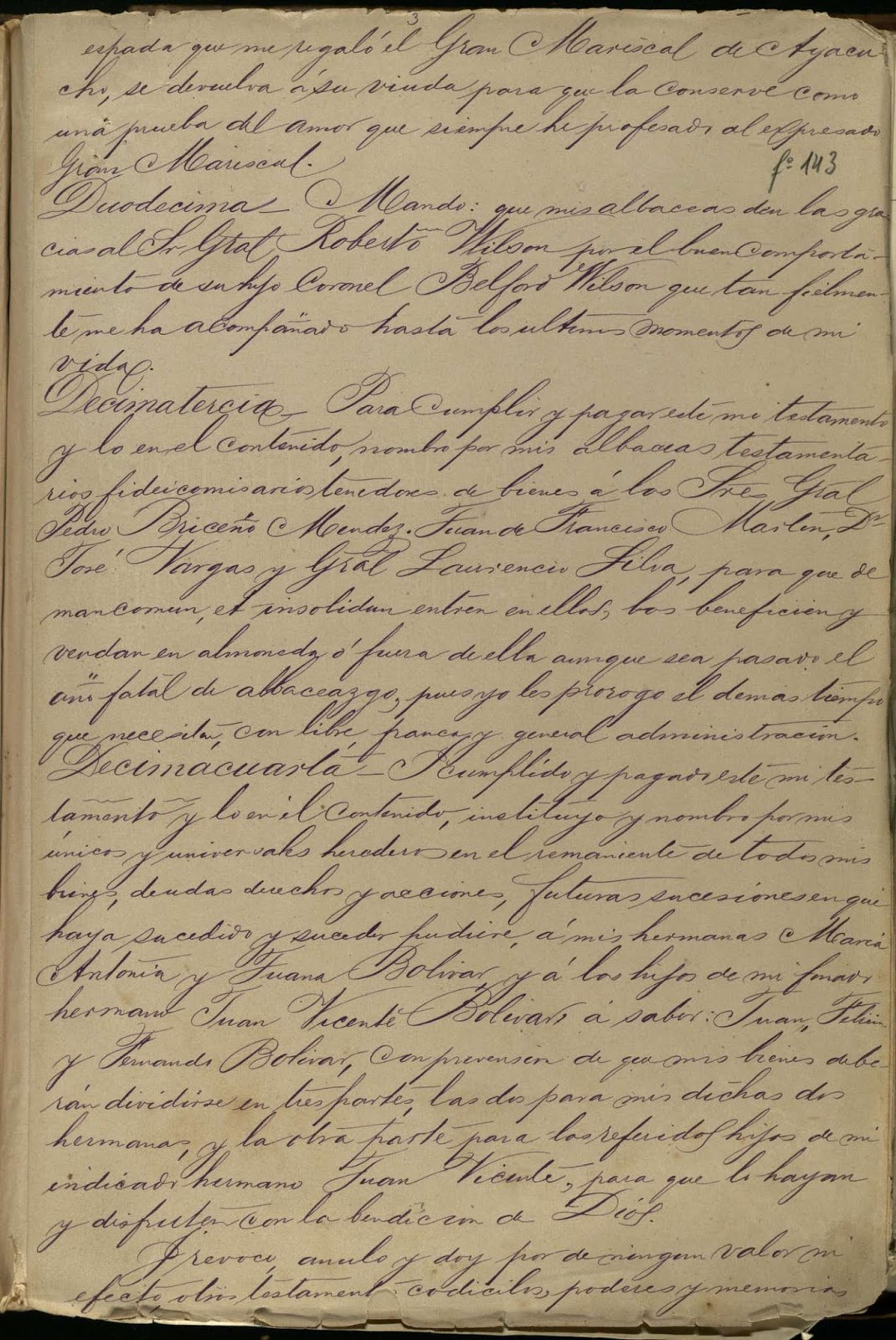 El archivo en el testamento de Bolívar. Papeles Históricos de Venezuela