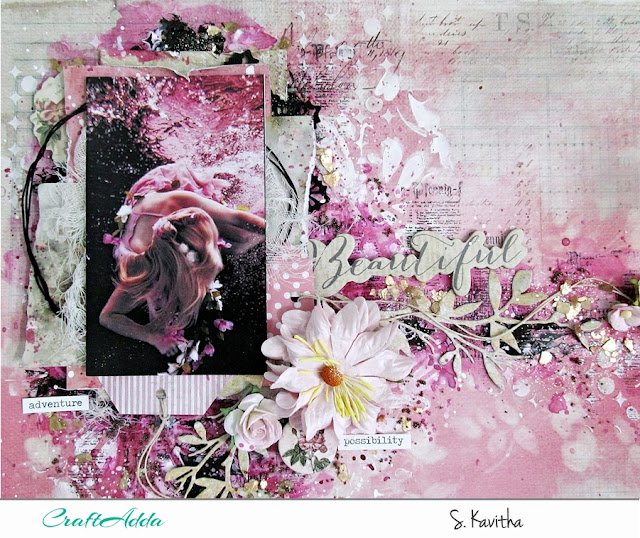 Kalalayaa's Art Stuido: All pink-Mixed media layout