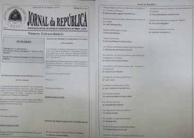 Jornál da Repúblika Públika ona Lista Membru Governu