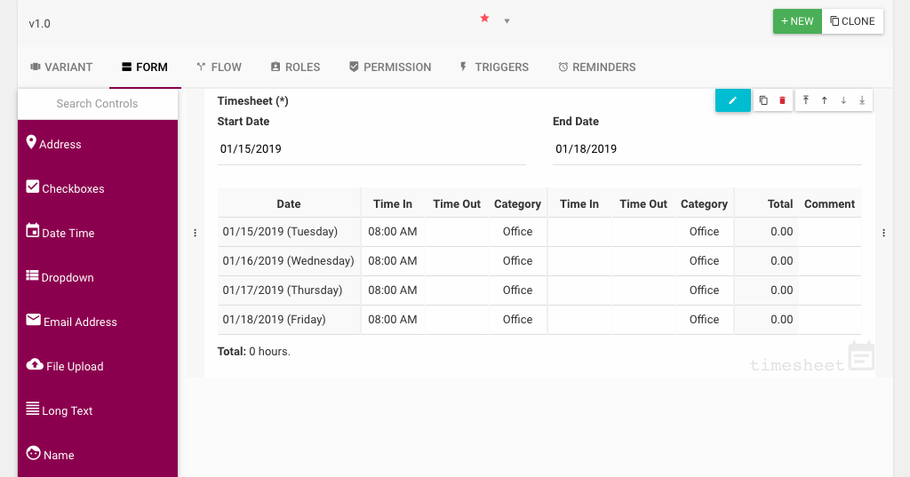 Rethink Workflow Support Timesheet Control