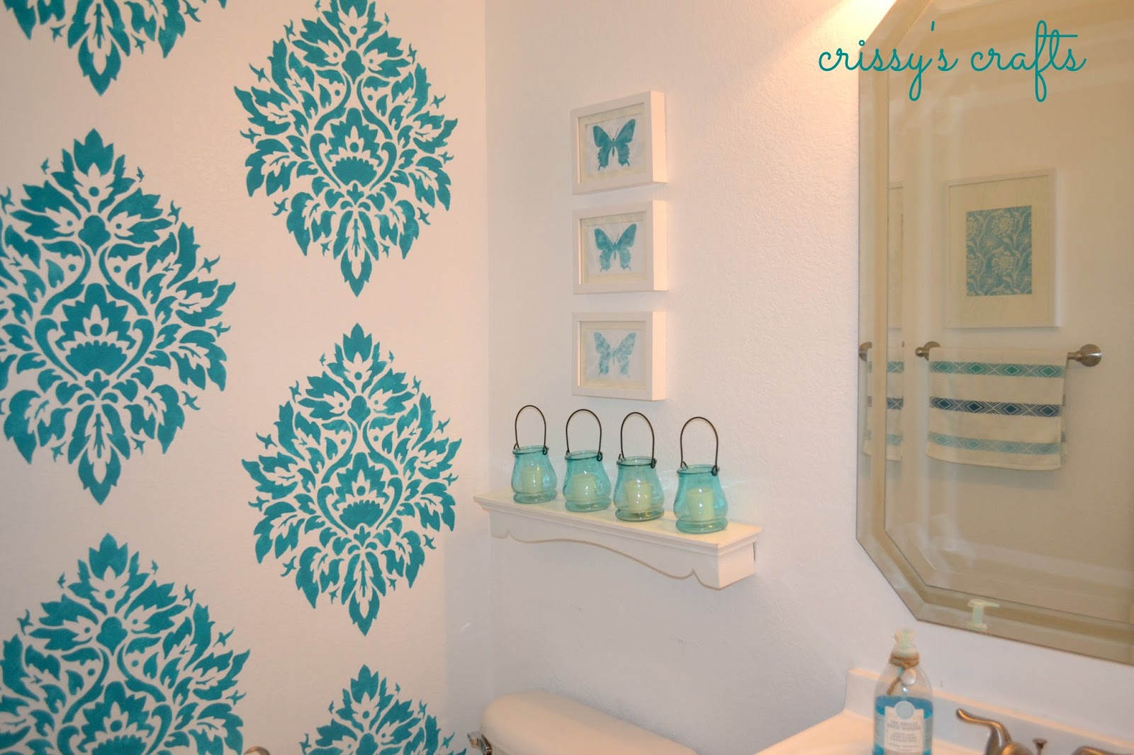 Crissy's Crafts Powder Room Stenciled Accent Wall
