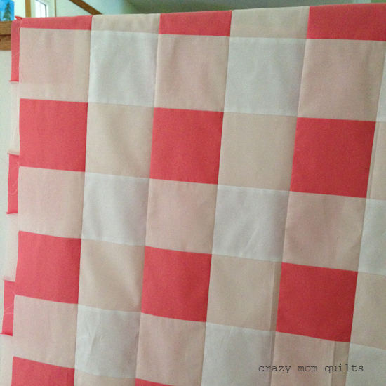 crazy mom quilts the start of a gingham quilt