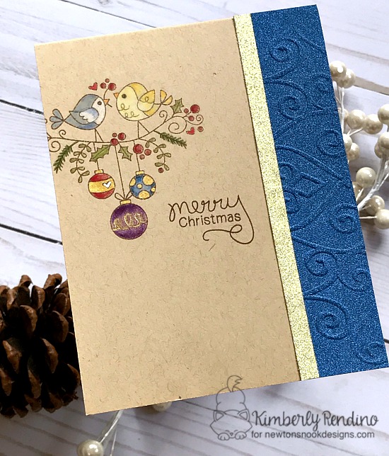 Bird Christmas Card by Kimberly Rendino | Holiday Tweets Stamp Set by Newton's Nook Designs #newtonsnook