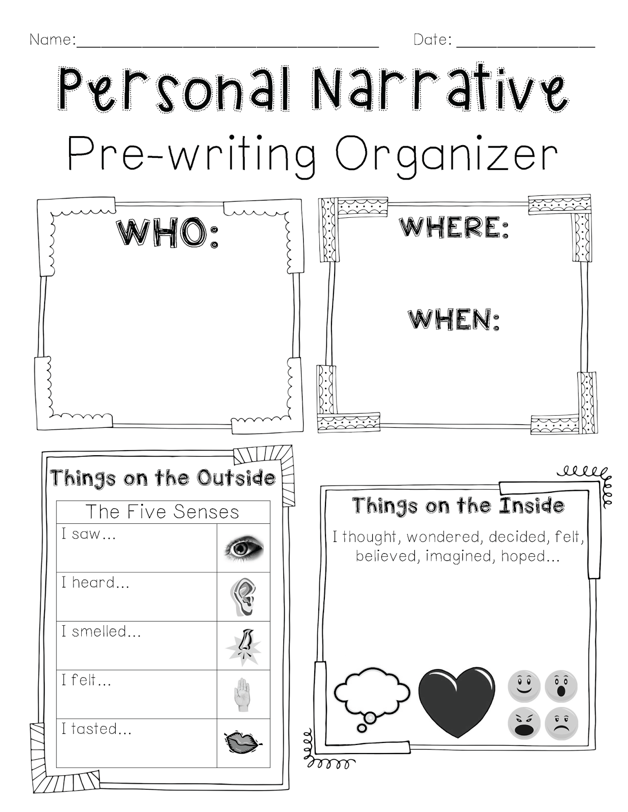 Graphic Organizer For Narrative Writing Pdf