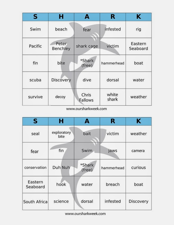  FREE Printable Shark Week Bingo