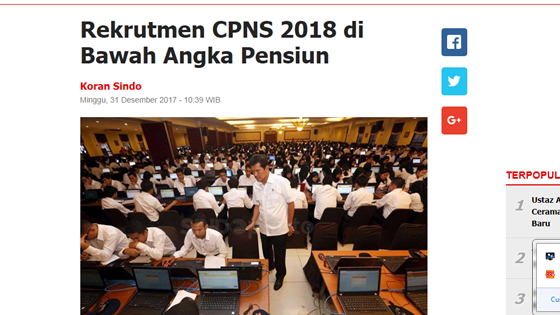 Ternyata Rekrutmen CPNS Tahun 2018 Dibawah Angka Pensiun