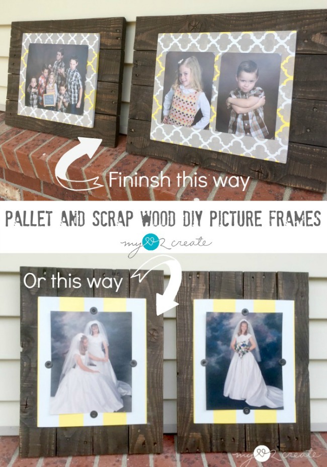 Make some rustic and unique DIY picture frames from pallet and scrap wood.  Easy to make and customize to fit your decor needs!