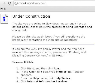 Chowking delivery website is under construction