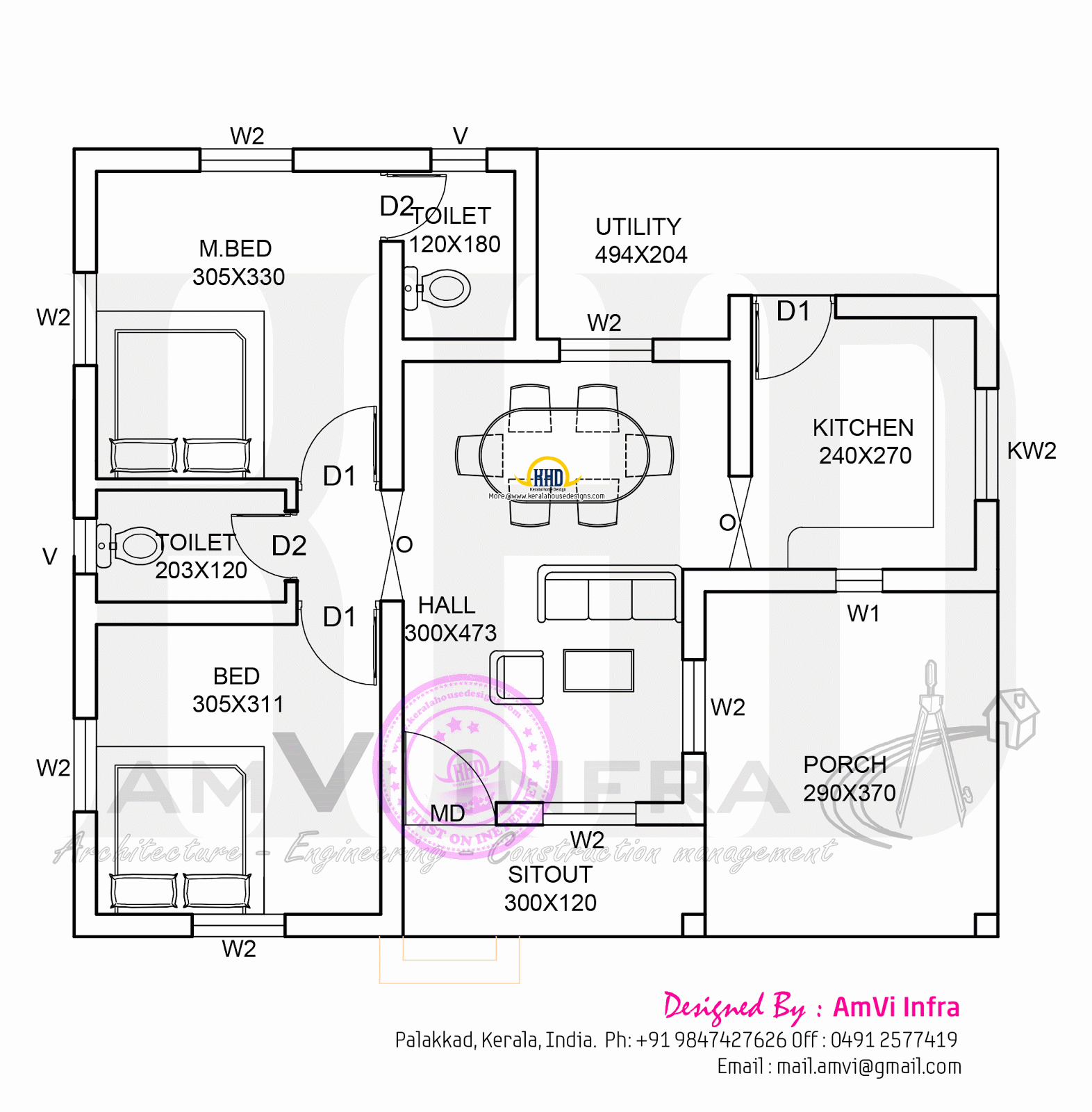 Stylish 900 Sq Ft New 2 Bedroom Kerala Home Design With Floor Plan - Kerala  Home Planners