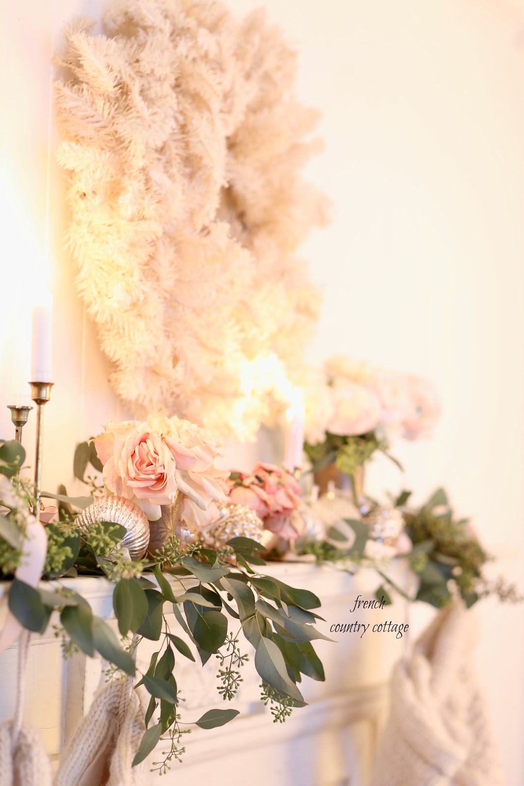 Romantic White Christmas Mantel FRENCH COUNTRY COTTAGE
