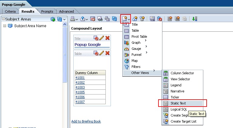 OBIEE Popup Window In OBIEE