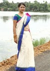 Swetha basu navel show in white saree 