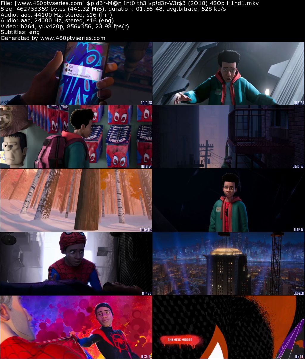Spider-Man Into the Spider-Verse (2018) 450Mb Full Hindi Dual Audio Movie Download 480p Web-DL Free Watch Online Full Movie Download Worldfree4u 9xmovies