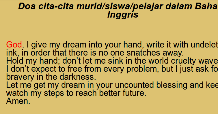 Rickaza Blog Doa Siswa Sekolah Tentang Cita Cita Dalam Bahasa Inggris