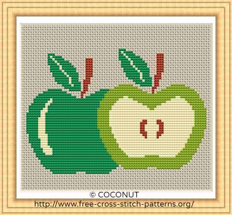 APPLE (3) , FREE AND EASY PRINTABLE CROSS STITCH PATTERN Free cross