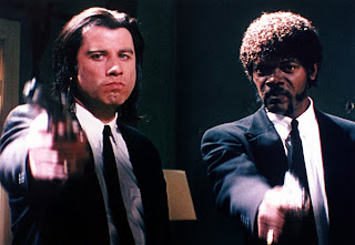John Travolta and Samuel L. Jackson in Pulp Fiction, Directed by Quentin Tarantino