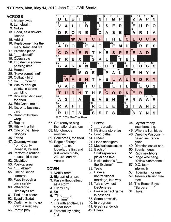 The New York Times Crossword in Gothic 05.14.12 — SYNS
