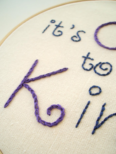 close up detail of chain stitch on embroidery hoop