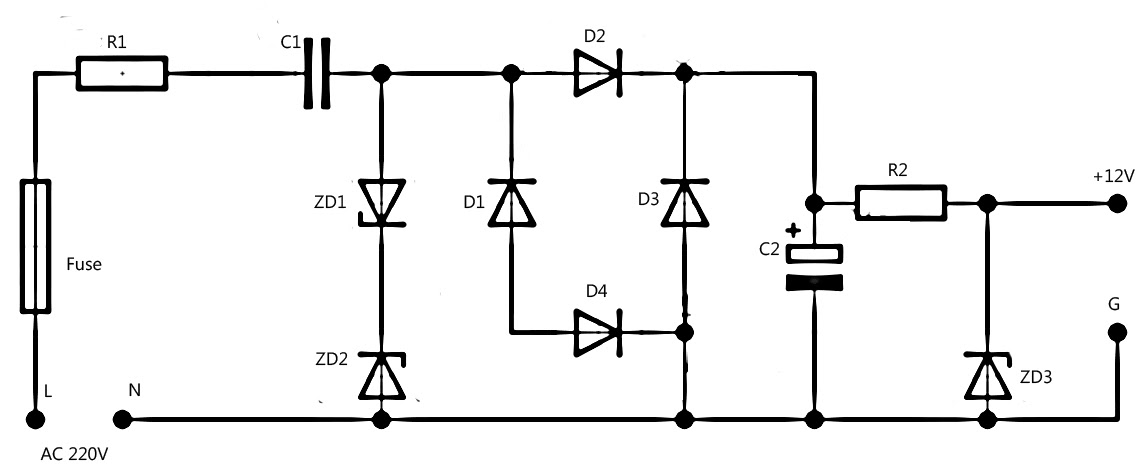 sirkitelektronika Rangkaian Catu Daya 12 Volt DC Tanpa trafo