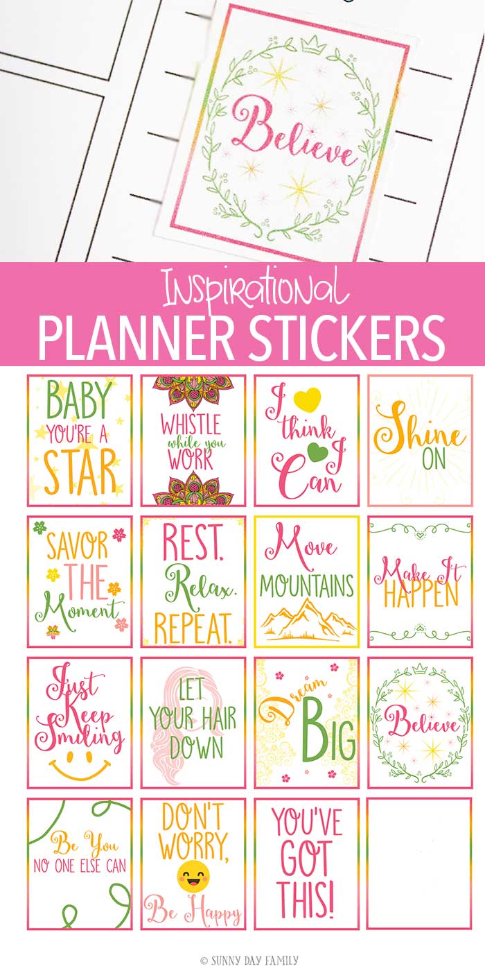 Inspirational planner stickers perfect for when you need a little motivation! These free printable planner stickers are perfect for women and work in most planners. A perfect way to customize your planner pages with a bright and cheery message!