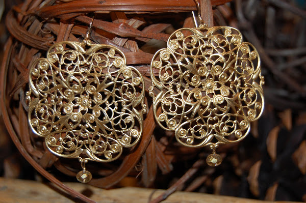 Gold Lacey Filigree Earrings: $24.00