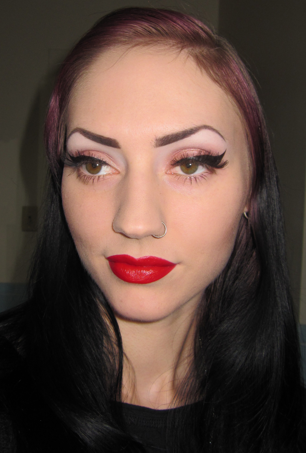 Glitter is my Crack Thick Black liner and Red Lips Makeup Look