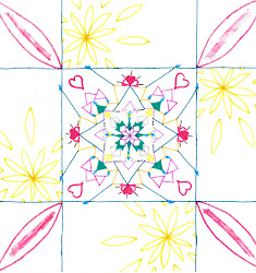 geometric flower leaves embroidery