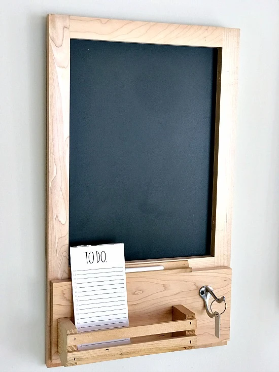 Kitchen Cabinet repurposed into a chalkboard message center