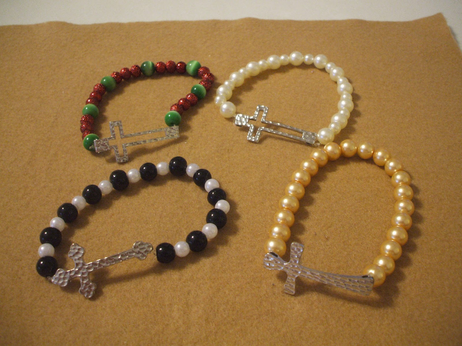Gray Cardigan Beaded Cross Bracelets