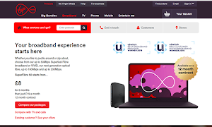 Virgin Media offers cable broadband with speeds up to 152 Mb