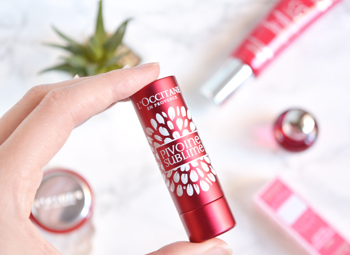 L'Occitane Pivoine Sublime Tinted Lip Balm Tender Red Beauty of a Lemon