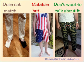 Bewildered, kids' style, someties they don't match, sometimes they match too much and sometimes I just don't want to talk about it. | www.BakingInATornado.com | #funny #parenting