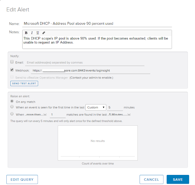 Exploring the Wonder Getting Fancy with Log Insight Alerting (aka. Monitoring DHCP pools via logs)