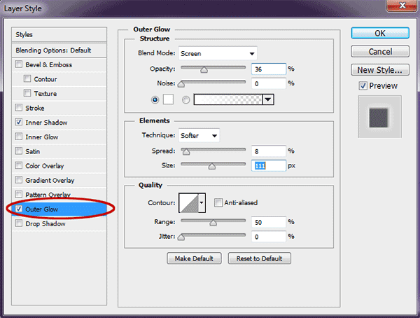 Shadow settings. Shadow settings