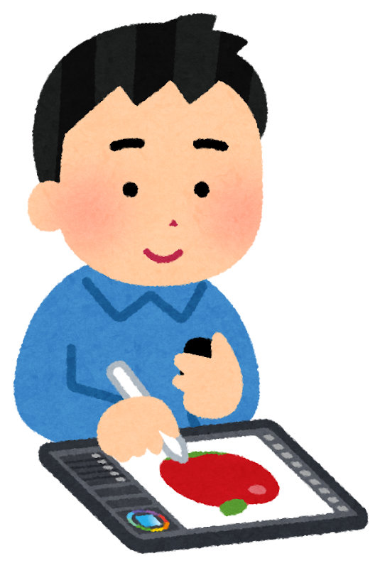 タブレットで絵を描く人のイラスト（男性） | かわいいフリー素材集 いらすとや