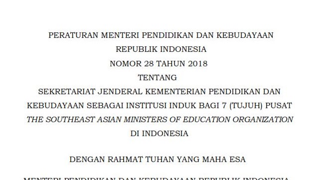 Permendikbud Nomor 28 Tahun 2018 Peraturan Menteri Pendidikan Dan Kebudayaan