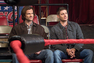 Jared Padalecki as Sam Winchester and Jensen Ackles as Dean Winchester in Supernatural 11x15 "Beyond the Mat"