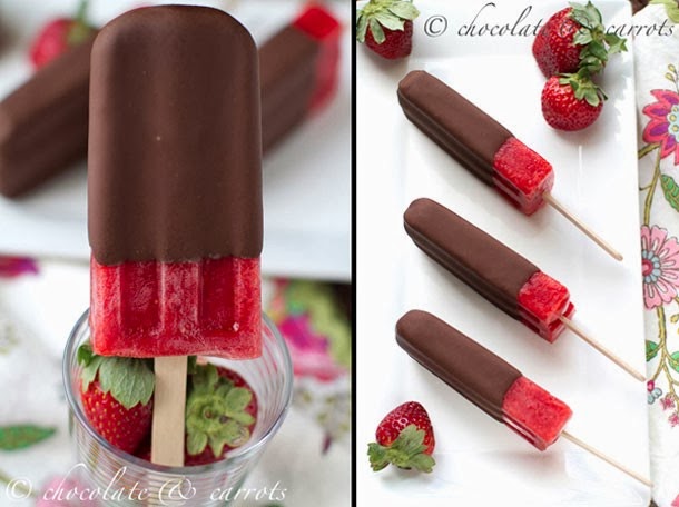 http://chocolateandcarrots.com/2012/07/chocolate-covered-strawberry-popsicles