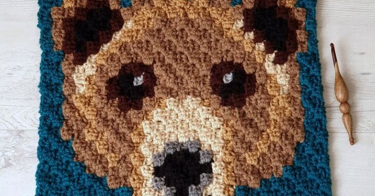 brown c2c bear pattern square crochet graph graphghan wildlife cal block hobby